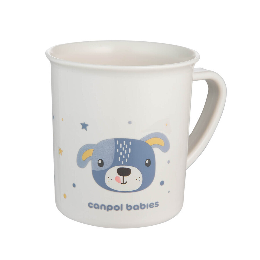 Canpol Babies, bicchiere di plastica con orecchio, Cute Animals, cagnolino blu, da 12 mesi, 170 ml