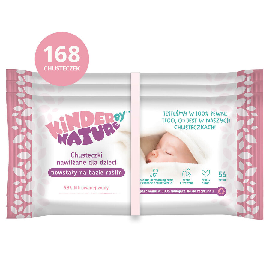 Kinder by Nature, wet wipes for babies and children, 3 x 56 pieces