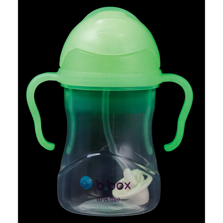 B.Box Glow in the Dark, biberon fosforescente con cannuccia, da 6 mesi, 240 ml