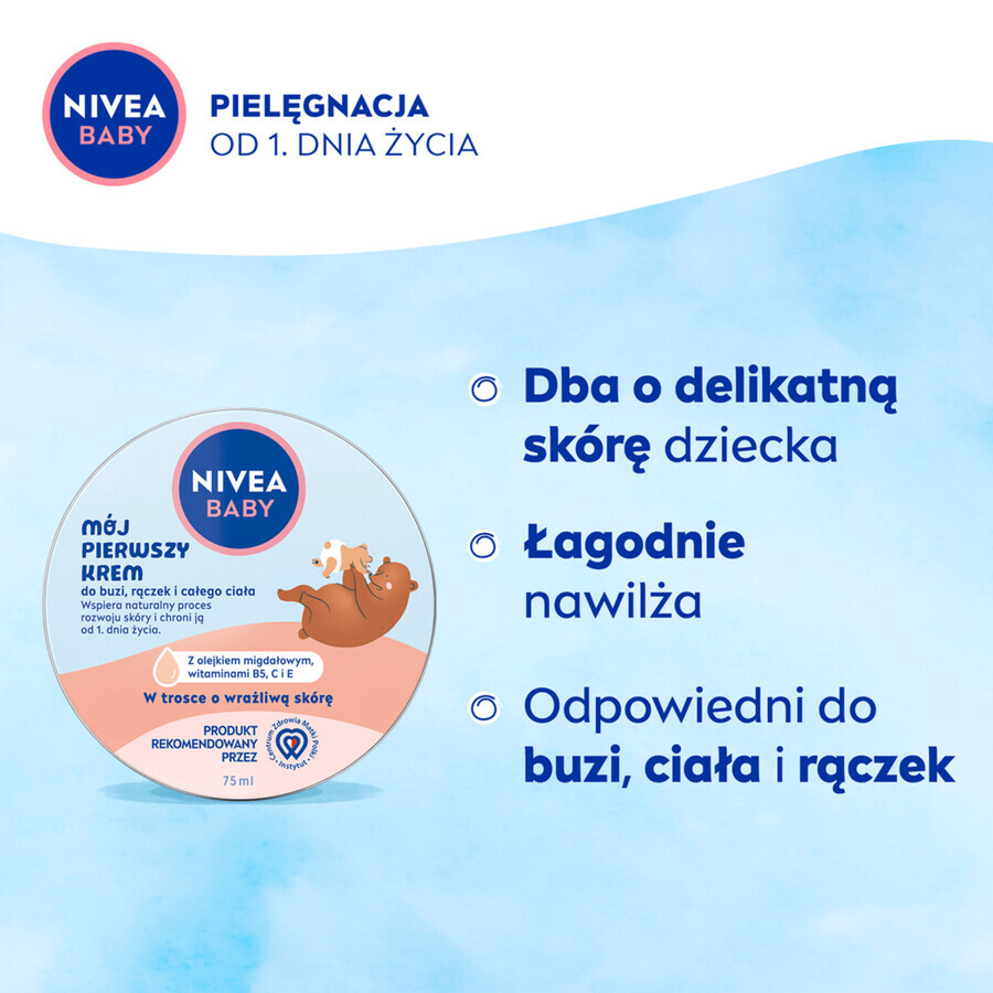 Nivea Baby La mia prima crema, per viso, mani e corpo, dal 1° giorno di vita, 75 ml