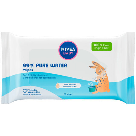 Nivea Baby 99% Pure Water, biologisch abbaubare Feuchttücher, 57 Stück