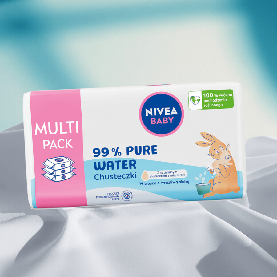 Nivea Baby 99% Agua Pura, toallitas húmedas biodegradables, 3 x 57 unidades