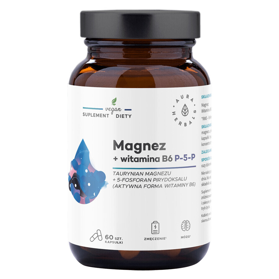 Aura Herbals Magnesio + Vitamina B6 (P-5-P), 60 capsule