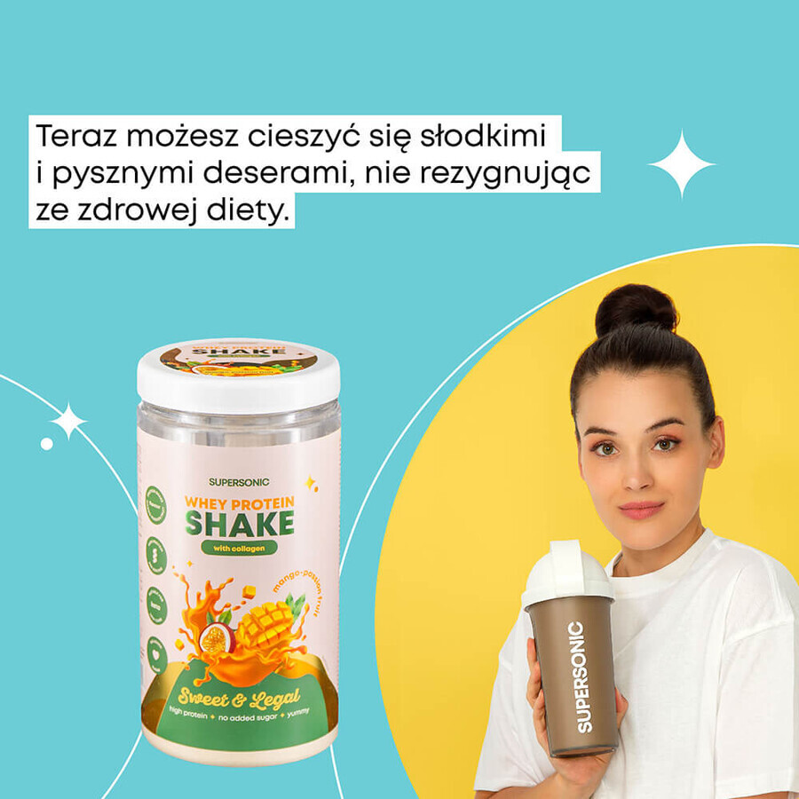 Supersonic, Proteinshake mit Kollagen, Mango-Maracuja-Geschmack, 560 g