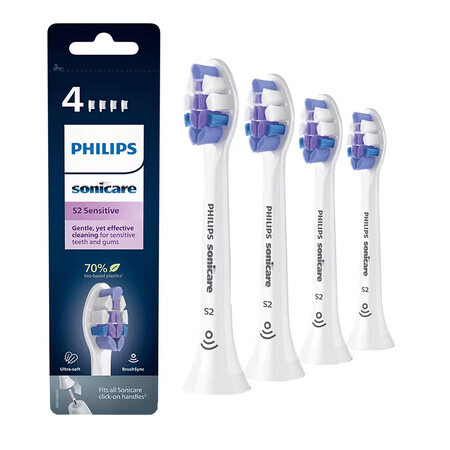 Philips, punte di ricambio per spazzolino sonico Sonicare S Sensitive, HX6054/10, 4 pezzi