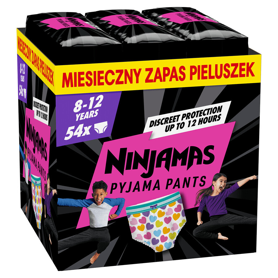 Pampers Ninjamas Pyjama Pants, Windeln für Mädchen, 8-12 Jahre, 27-43 kg, 54 Stück