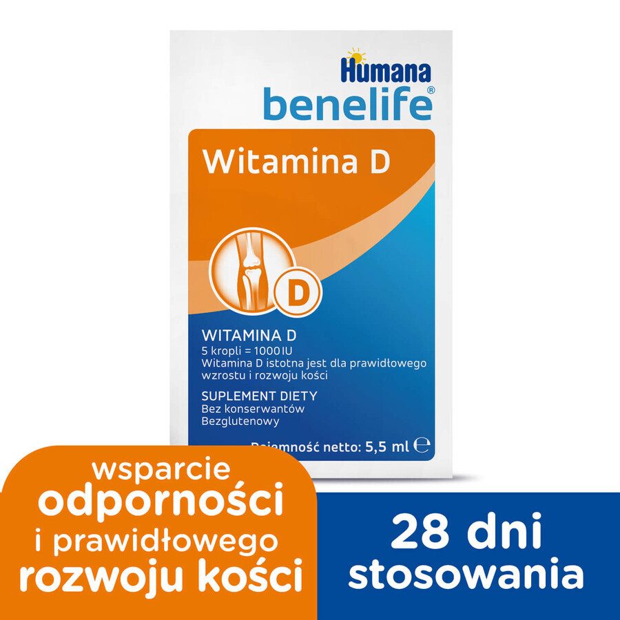 Set Humana 3 Little Explorers, bevanda al latte in polvere, dopo 12 mesi, 2 x 650 g + Benelife Vitamina D3, 5,5 ml in omaggio