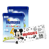 Humana 4 Little Explorers Milk Powder Set After 24 Months 2 x 650g + Wet Wipes 56 Free