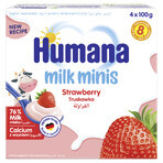 Humana Milk Minis dessert allo yogurt al gusto di fragola, dopo 8 mesi, 4 x 100 g