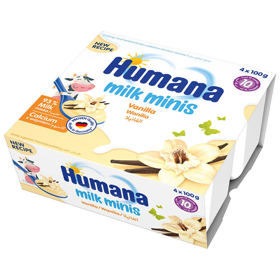 Humana Milk Minis Dessert, budino alla vaniglia, dopo 10 mesi, 4 x 100 g