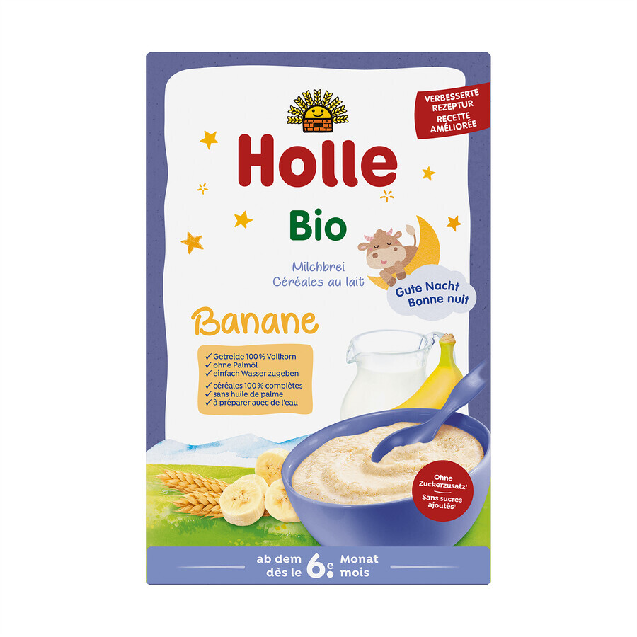 Holle Porridge al latte e banana Bio, integrale, dopo 6 mesi, 250 g