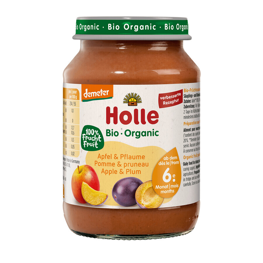 Holle Dessert Bio, Apfel und Pflaume, nach 6 Monaten, 190 g