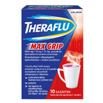 Theraflu Max Grip 1000 mg + 70 mg + 10 mg, powder for oral solution, berry flavor and menthol, 10 sachets