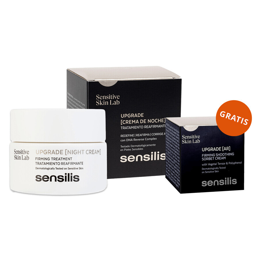 Sensilis Upgrade, crema notte rassodante e correttiva delle rughe, 50 ml + Upgrade AR, crema sorbetto rassodante e lenitiva, 5 ml in omaggio