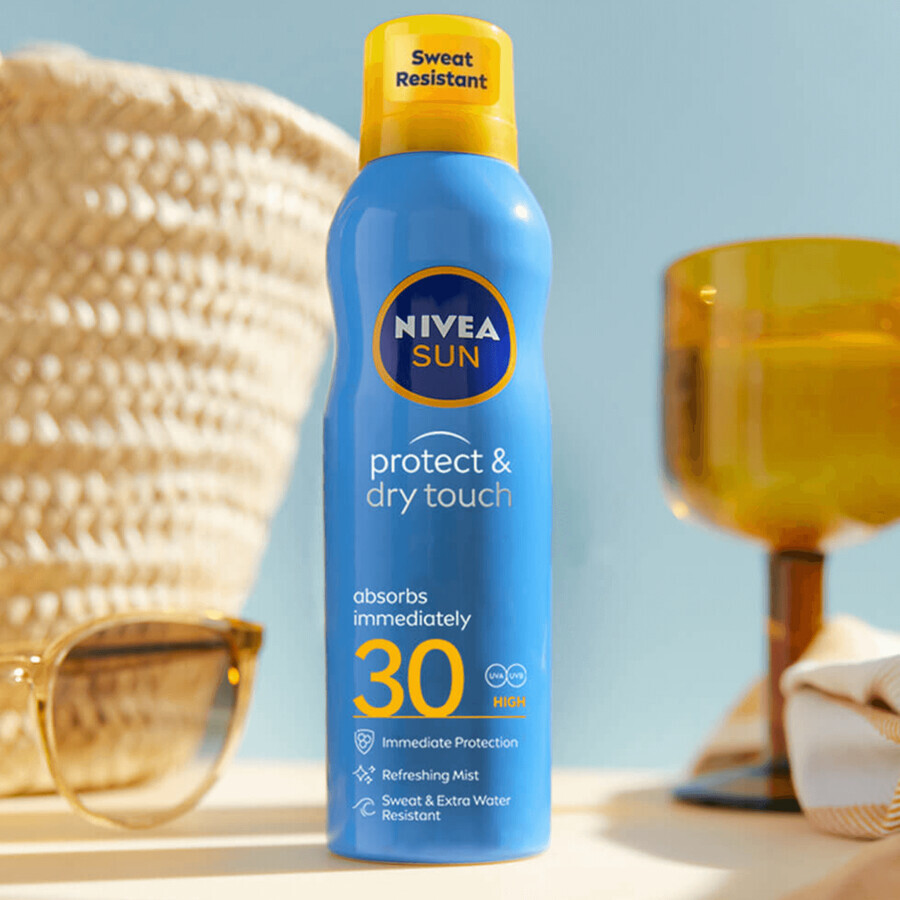 Nivea Sun Protect &amp; Dry Touch, lozione spray con protezione solare, SPF 30, 200 ml