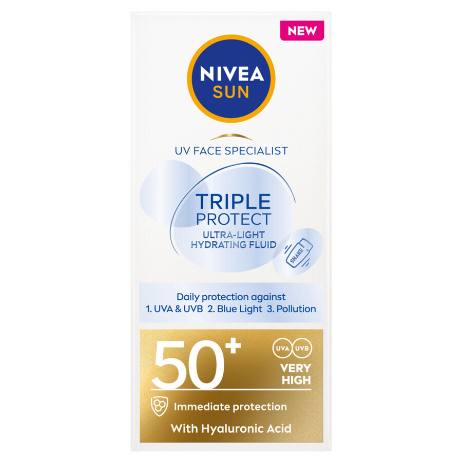 Nivea Sun Tripple Protect, fluido viso, SPF 50+, 40 ml