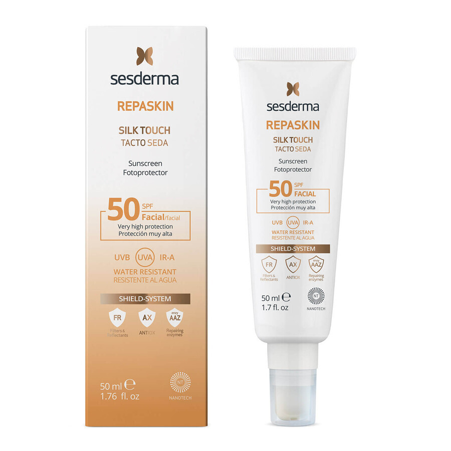 Sesderma Repaskin set, Silk Touch, crème solaire pour le visage, SPF 50, 50 ml + Hidraderm Hyal, crème pour le visage, 50 ml