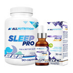 Set Allnutrition Melatonine Forte druppels, 30 ml + Sleep Pro, 90 capsules