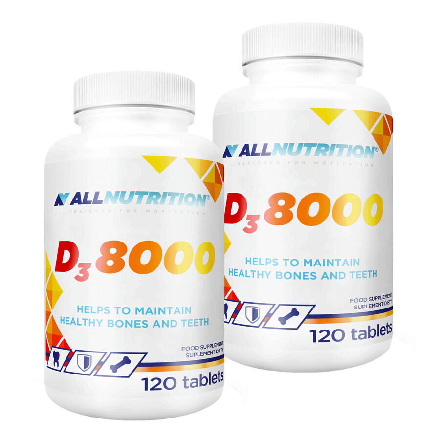 Allnutrition D3 8000 kit, vitamine D 200 µg, 2 x 120 tabletten