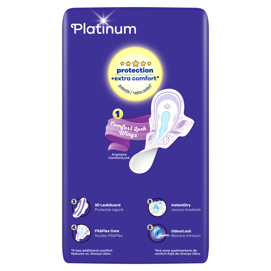 Always Platinum Winged Sanitary Napkins, Size 1, Normal, 30 pcs