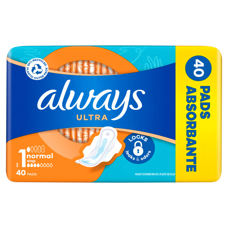 Always Ultra, assorbenti con ali, taglia 1, normali, 40 pz.