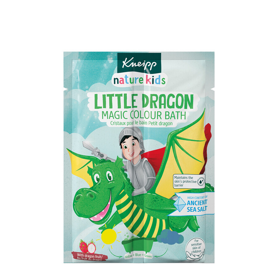 Kneipp Nature Kids Power of the Dragon, sale da bagno magico bicolore per bambini, frutto del drago, 2 x 20 g