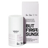 Veoli Botanica But First, Zonnebrandcrème, breedspectrum lichte beschermingscrème tegen fotoveroudering met hydraterende en verzachtende werking, SPF 50+, 50 ml