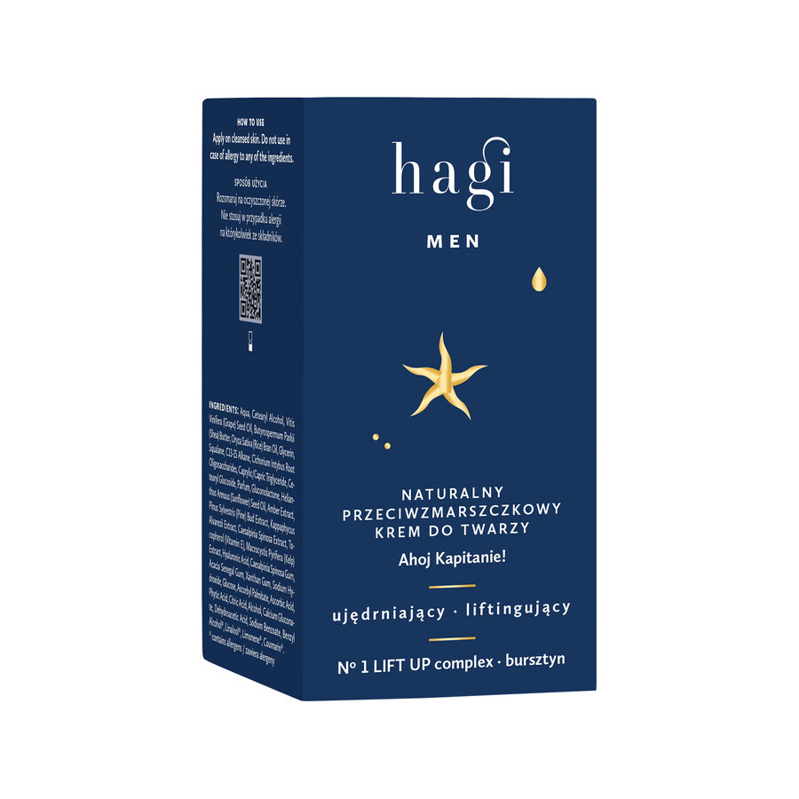 Hagi Men Ahoj Kapitan, crema viso naturale antirughe, rassodante e liftante, 50 ml