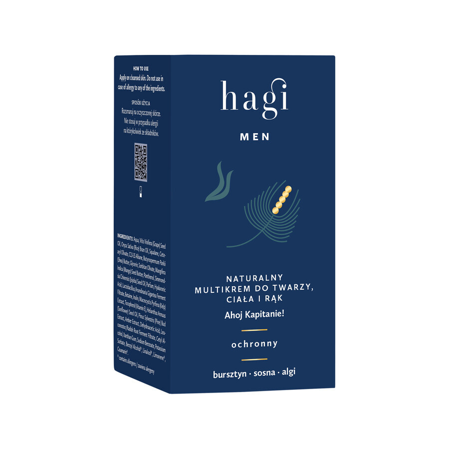 Hagi Men Ahoj Kapitan, multicrema naturale per viso, corpo e mani, protettiva, 50 ml