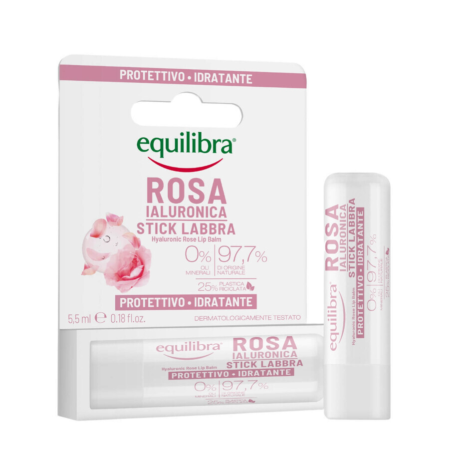 Equilibra Rosa, Rosen-Lippenbalsam mit Hyaluronsäure, 5,5 ml