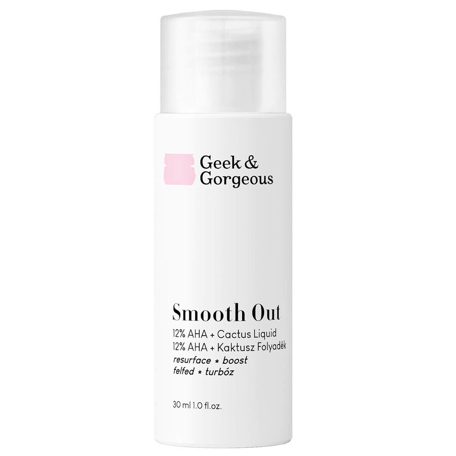 Geek &amp; Gorgeous Smooth Out, powerful exfoliator with 12% AHA acids and soothing prickly pear, 30ml + Jelly Joker, gentle facial cleansing gel, 50ml free