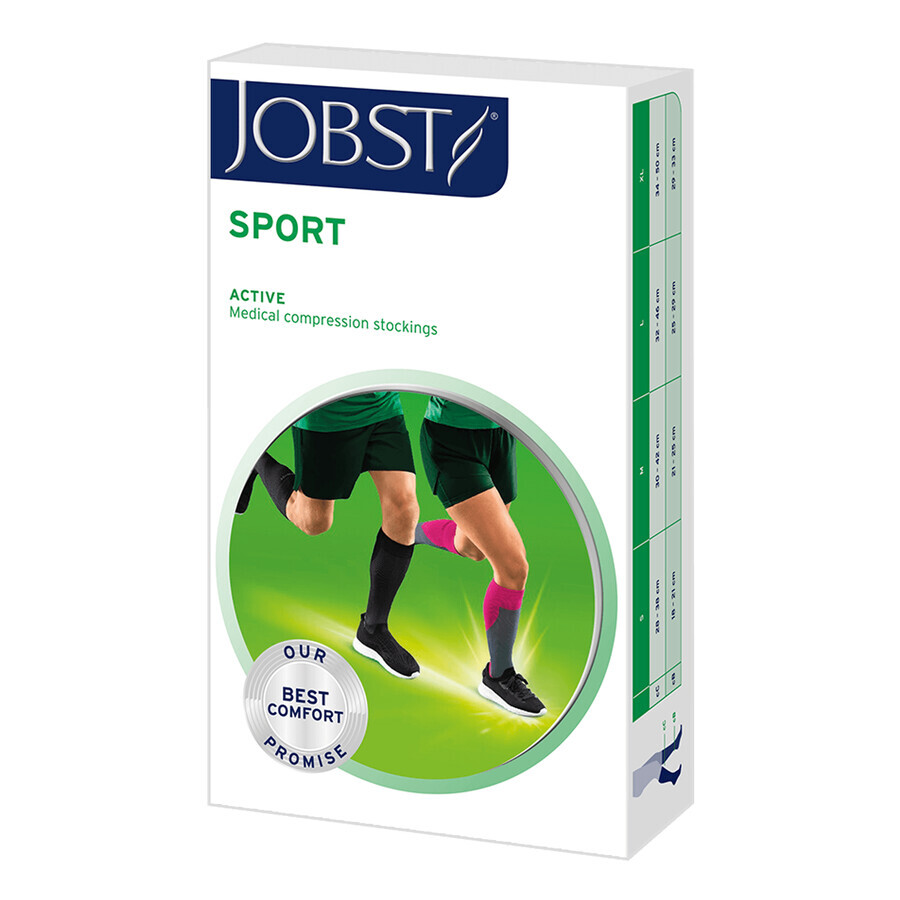 Jobst Sport, gambaletti a compressione sportiva, 20-30 mmHg, taglia L, grigio/grafite