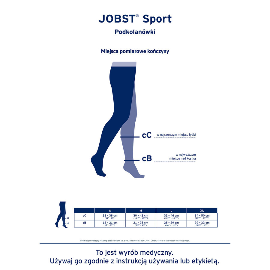 Jobst Sport, gambaletti a compressione sportiva, 20-30 mmHg, taglia L, grigio/grafite