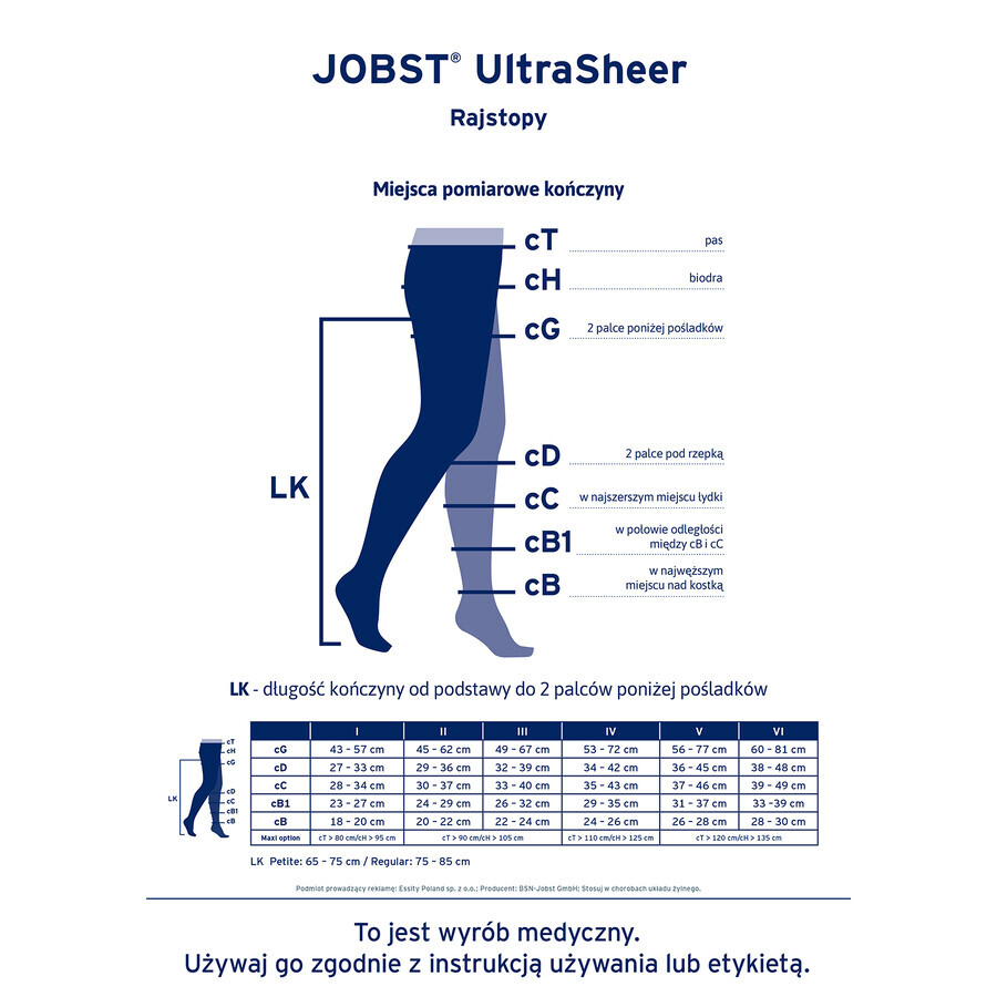 Jobst Ultra Sheer, collant a compressione, CCL2, punta chiusa, taglia 5, naturale