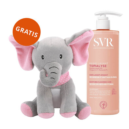 SVR Topialyse Baume Lavant, lozione detergente nutriente per pelli molto secche e atopiche, 400 ml + mascotte di peluche in omaggio