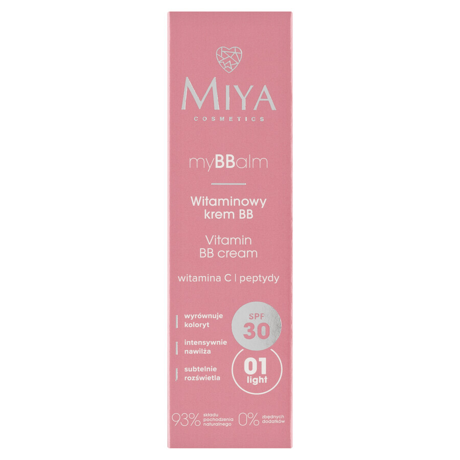 Miya myBBalm, crema BB vitaminada, FPS 30, 01 light, 30 ml