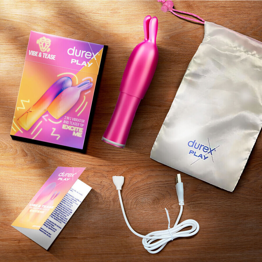 Durex Play Vibe &amp; Tease, 2 in 1 vibrator with stimulating tip