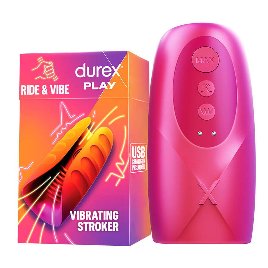 Durex Play Ride &amp; Vibe, masturbatore maschile vibrante con funzione di leccamento