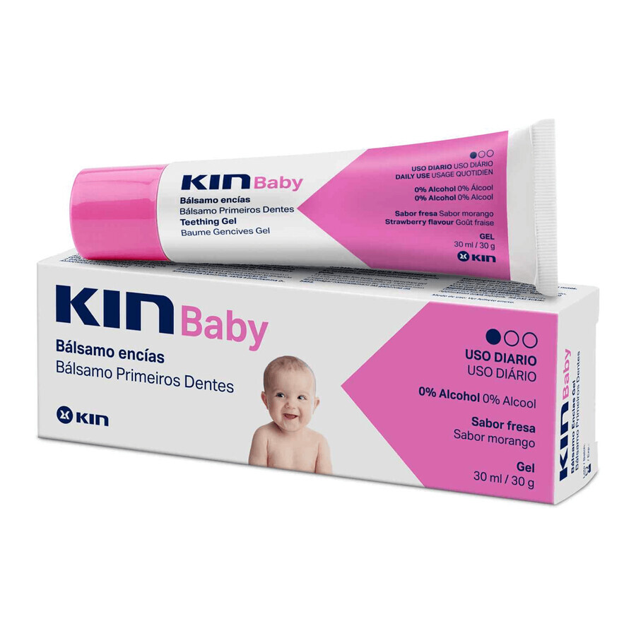 Kin Baby, gel per la dentizione dei bambini, gusto fragola, 30 ml