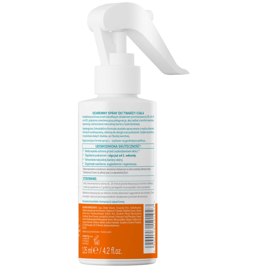 Oillan Sun, spray de protecție pentru față și corp, SPF 50, 125 ml + minge de plajă gratuită