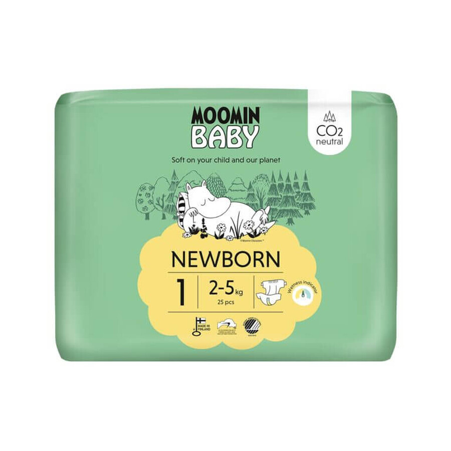 Moomin Baby, pañales, talla 1, 2-5 kg, 25 piezas