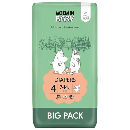 Moomin Baby, pannolini, taglia 4, 7-14 kg, 63 pz.