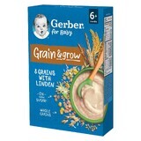 Gerber Grain &amp; Grow Porridge 8 cereali con lime, senza latticini, senza zuccheri aggiunti, dopo i 6 mesi, 200 g