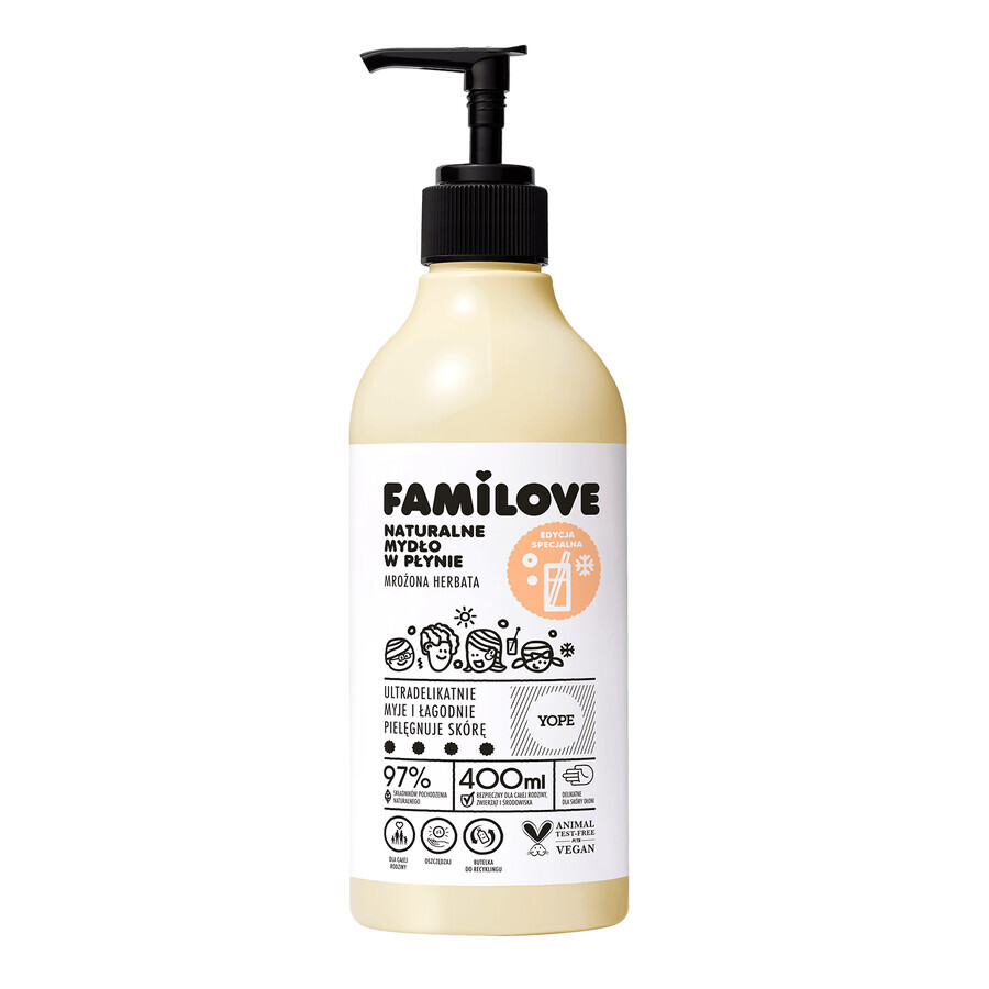 Yope Familove, sapone liquido naturale, tè freddo, 400 ml