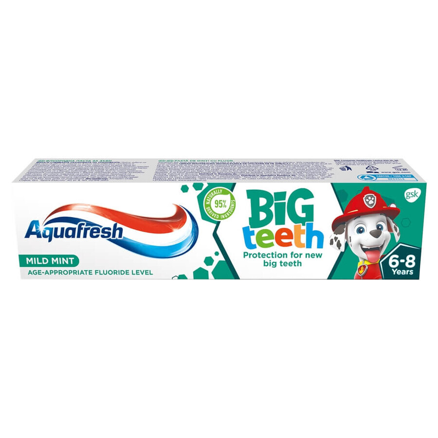 Aquafresh Big Teeth, toothpaste for children, 6-8 years, Psi Patrol, 50 ml