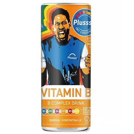 Plusssz Vitamin B Complex Drink, carbonated drink, orange and lemon flavor, 250 ml