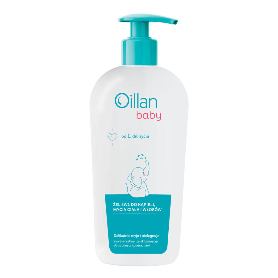 Set Oillan Baby, gel per bagno, corpo e capelli 3in1, dal primo giorno di vita, 2 x 750 ml