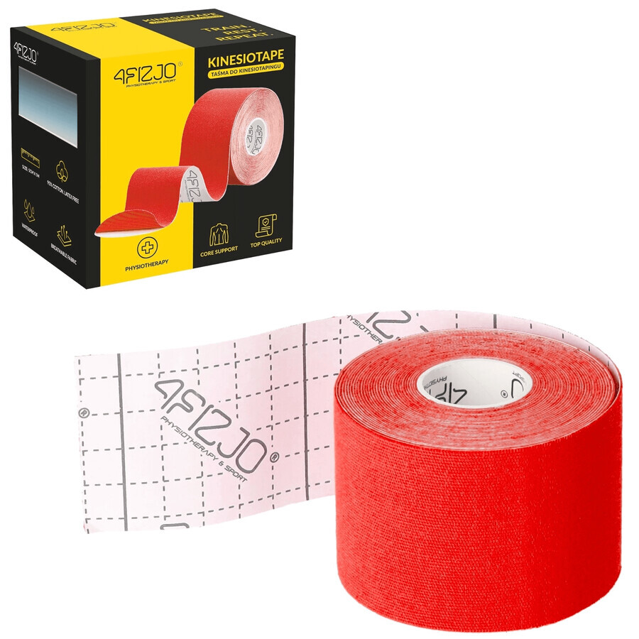 4Fizjo, nastro per kinesiotaping, rosso, 5 cm x 5 m