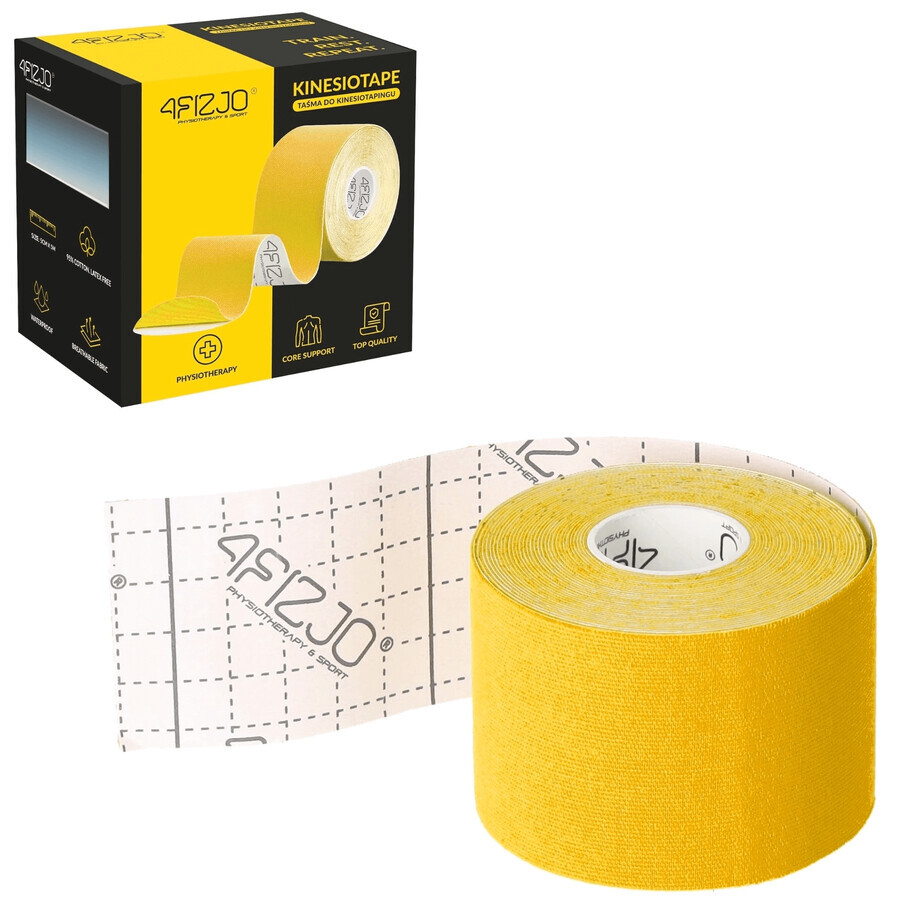 4Fizjo, nastro per kinesiotaping, giallo, 5 cm x 5 m