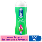 Durex, gel intimo e da massaggio idratante 2in1, aloe vera, 200 ml